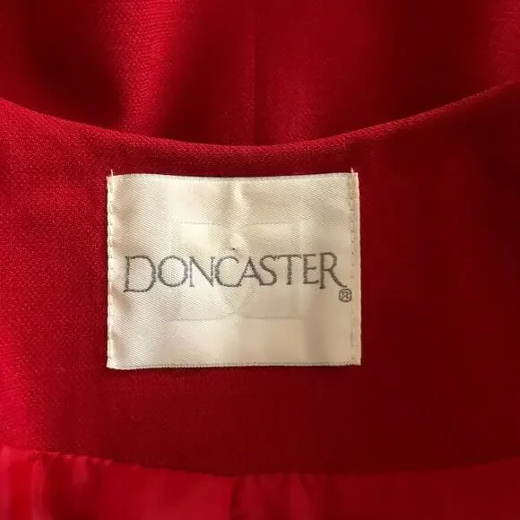 Vintage Doncaster Women’s Red Blazer Jacket 100% Wool Open Front Long Sleeve 12 - Picture 5 of 9